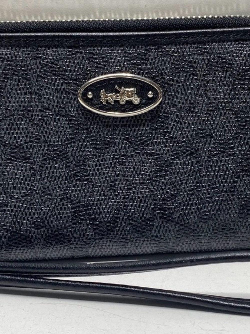Coach Women's Black Wristlet with Signature Logo